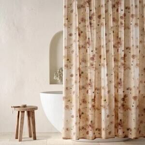 Casaluna NWOT Linen Blend Brown Floral Shower Curtain